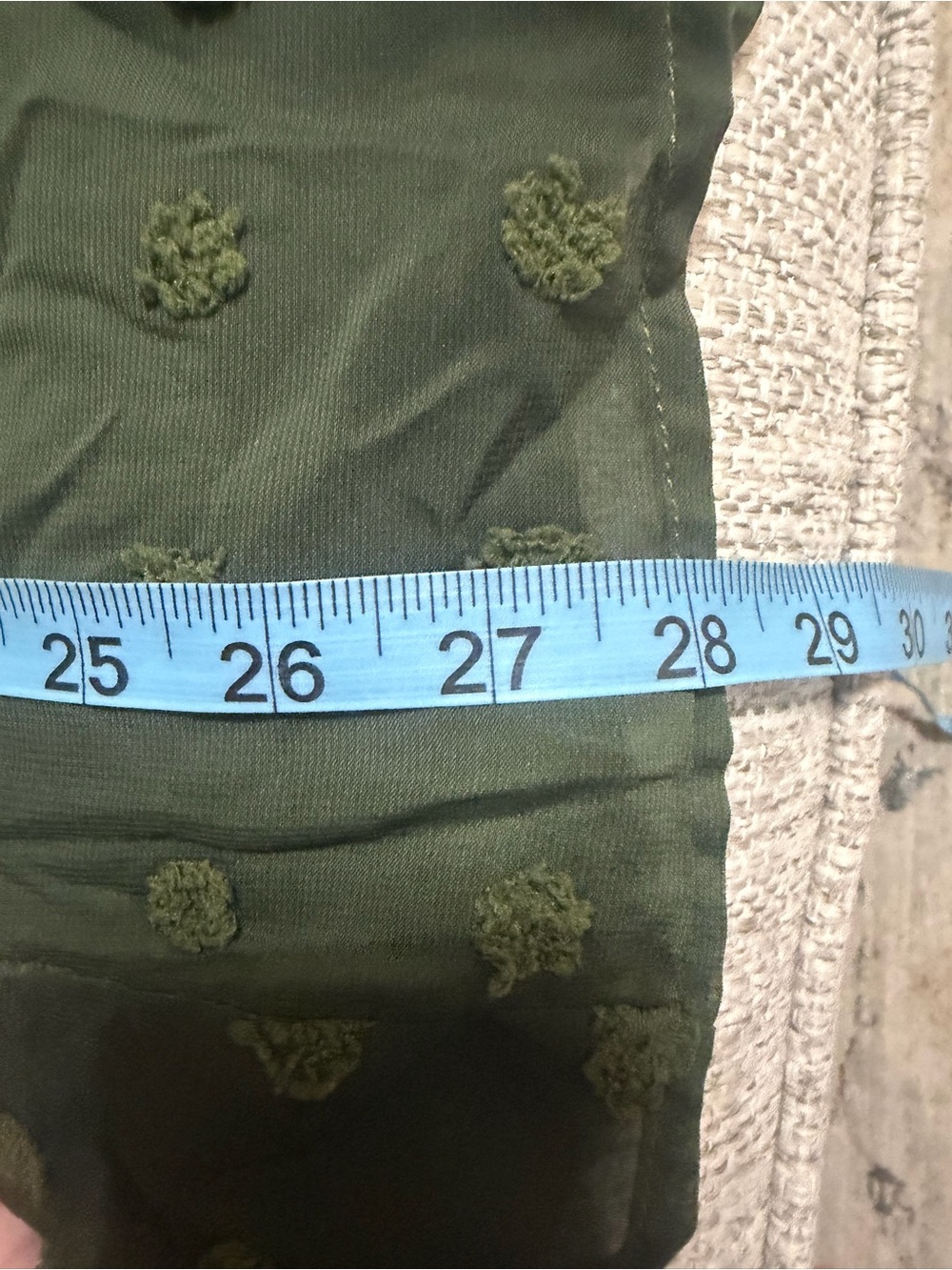 Chic Soul Olive Green Ruffle Blouse 2X Plus Size Swiss Dot V Neck - Picture 10 of 11